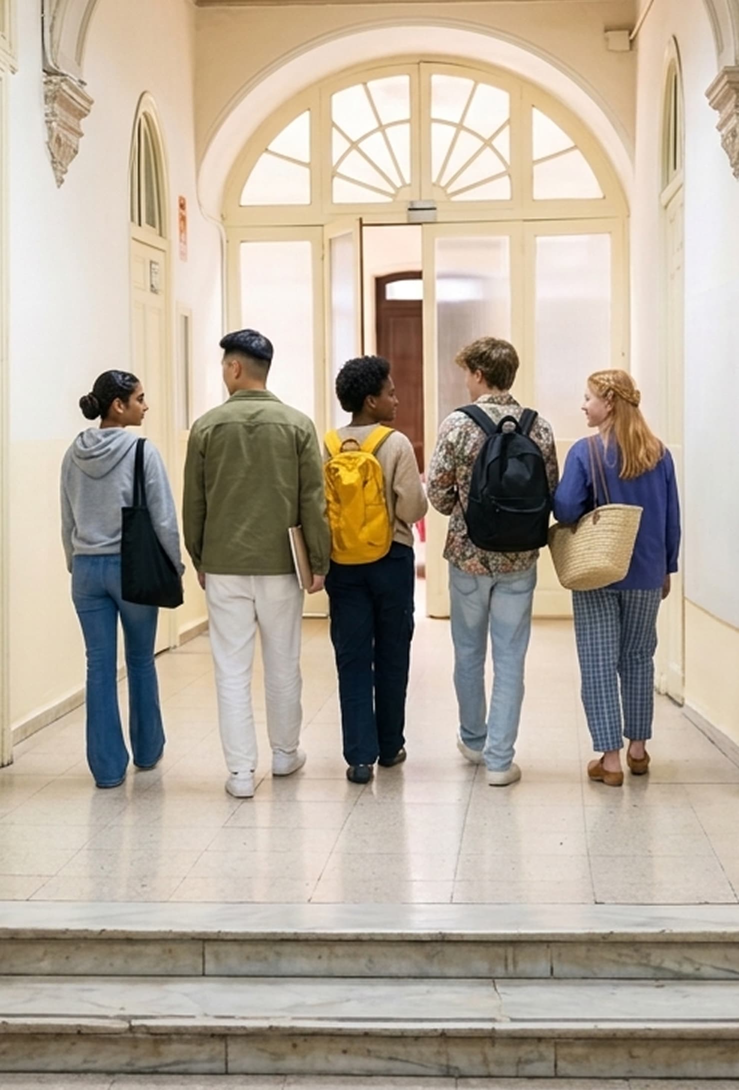 Studenten op weg naar stage